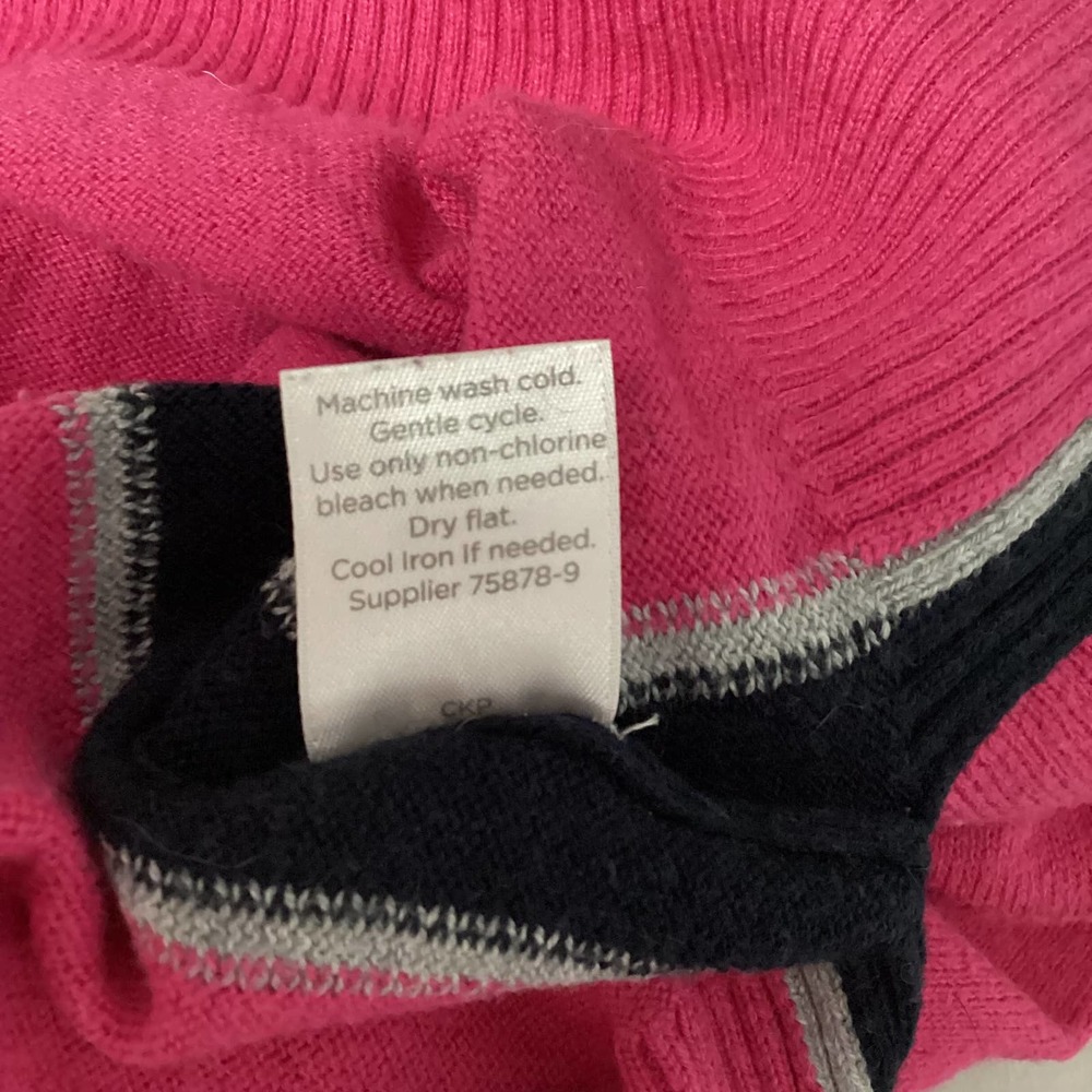 JC Penney Barbie Pink Cotton Wool Blend Pullover Sweater Stripes Sz Large Flawed - Picture 7 of 13